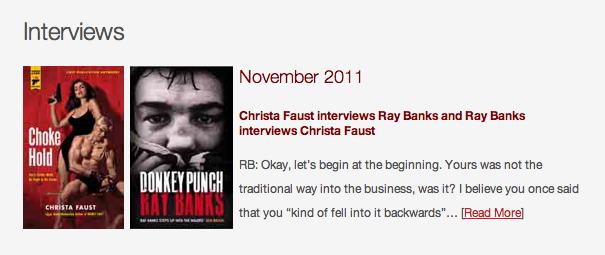 Christa Faust and Ray Banks interview each other